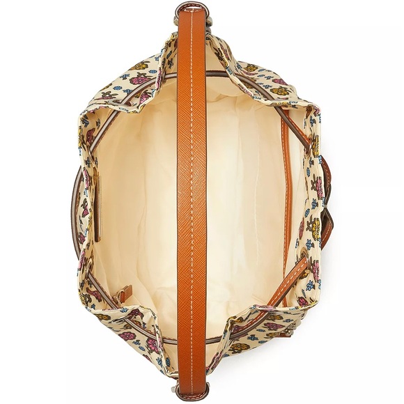 Authentic TORY BURCH leather/canvas bucket drawstring crossbody - Picture 6 of 16